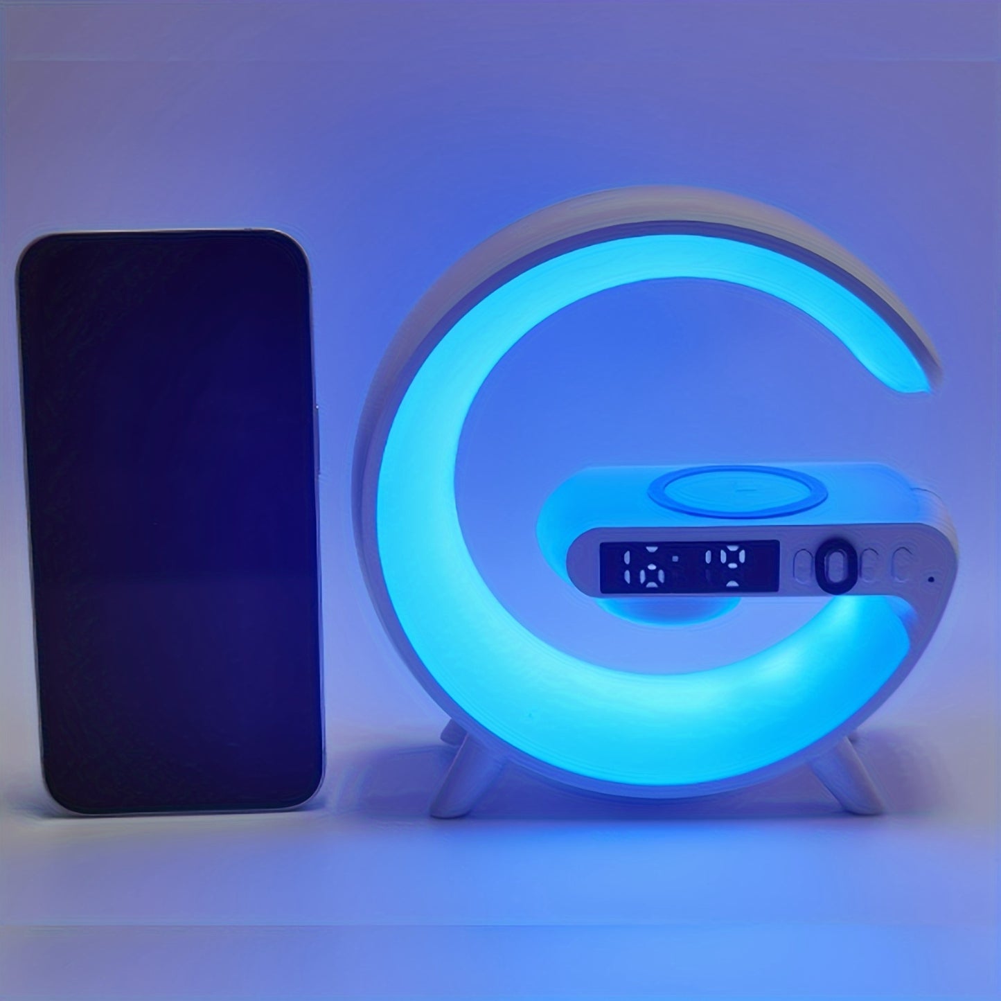 G63 Atmosphere Bedside Lamp - Color-Changing Ambient Lighting, High-Quality Audio Streaming, Convenient Phone Charging, Simulated Sunrise Wake-Up Light, Synchronized Music Beat Lighting - Wireless Speaker with Smartphone Char