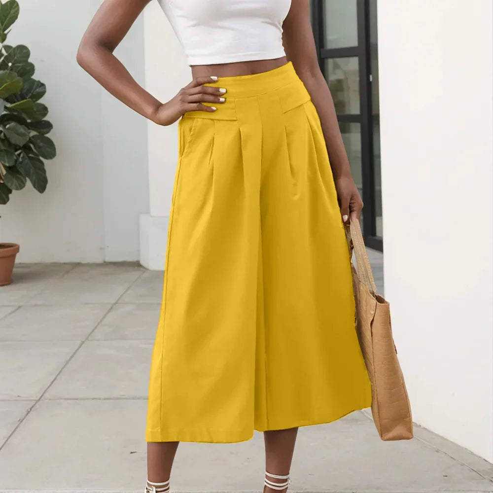 Elegant Loose Elastic Waist Wide-Leg Pants