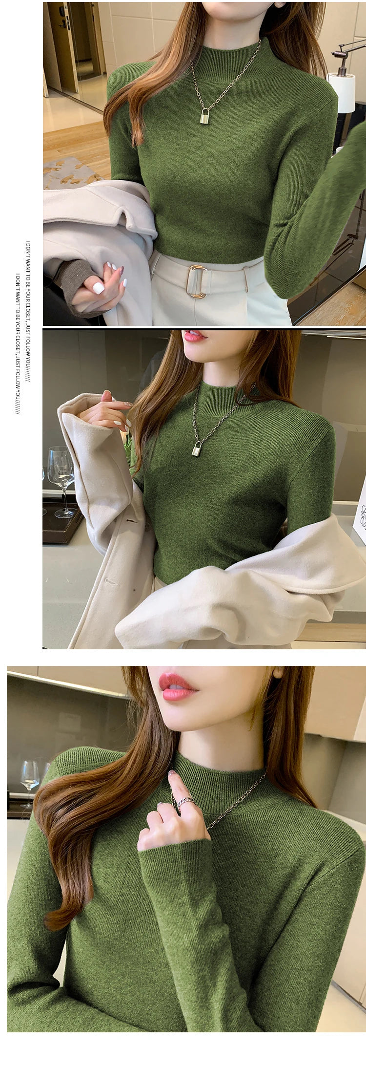 Premium Wool-Cotton Turtleneck Sweater for Women