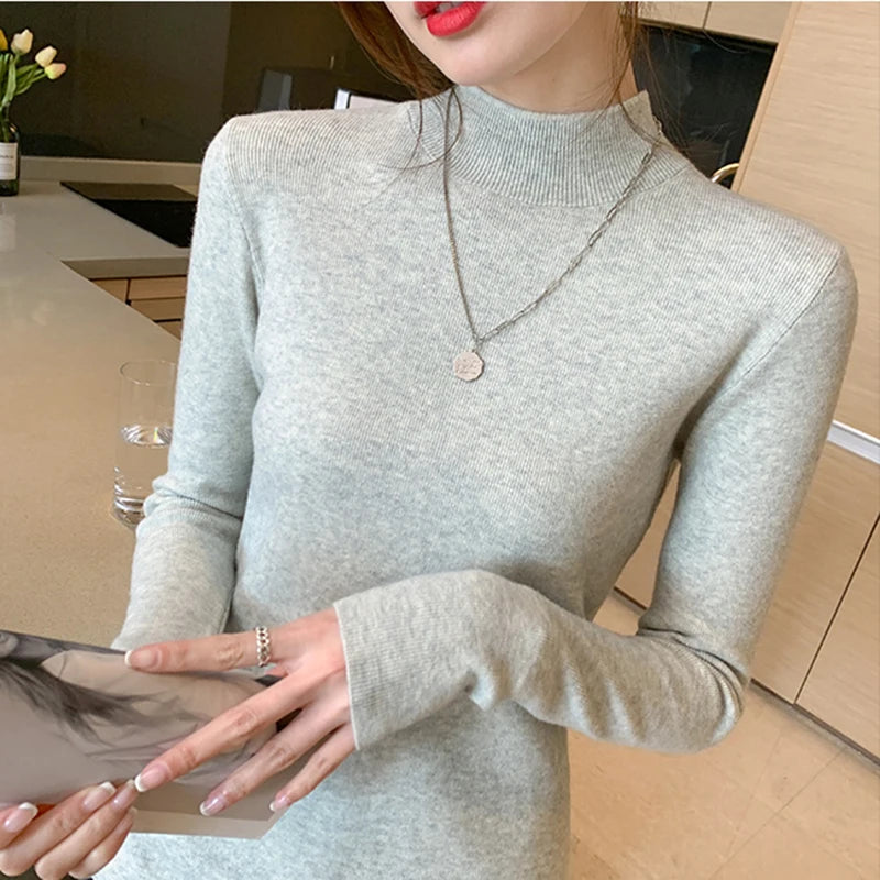 Premium Wool-Cotton Turtleneck Sweater for Women