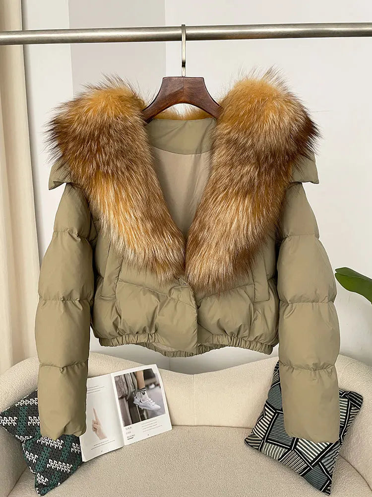 Premium Natural Fox Fur Down Coat