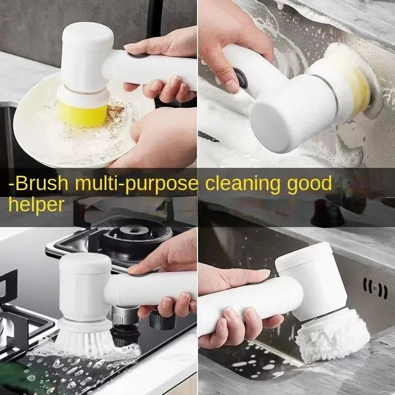 5in1 Spin Scrubber Cleaning Brush Cordless Power Scrubber with Replaceable Brush Heads Handheld Power Scrubber