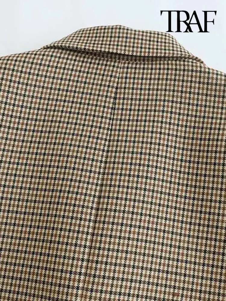 Classic Double Breasted Plaid Blazer