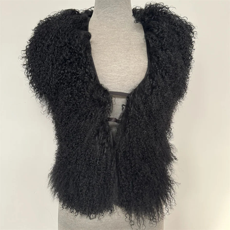 Luxury Mongolian Sheepskin Fur Halter Vest