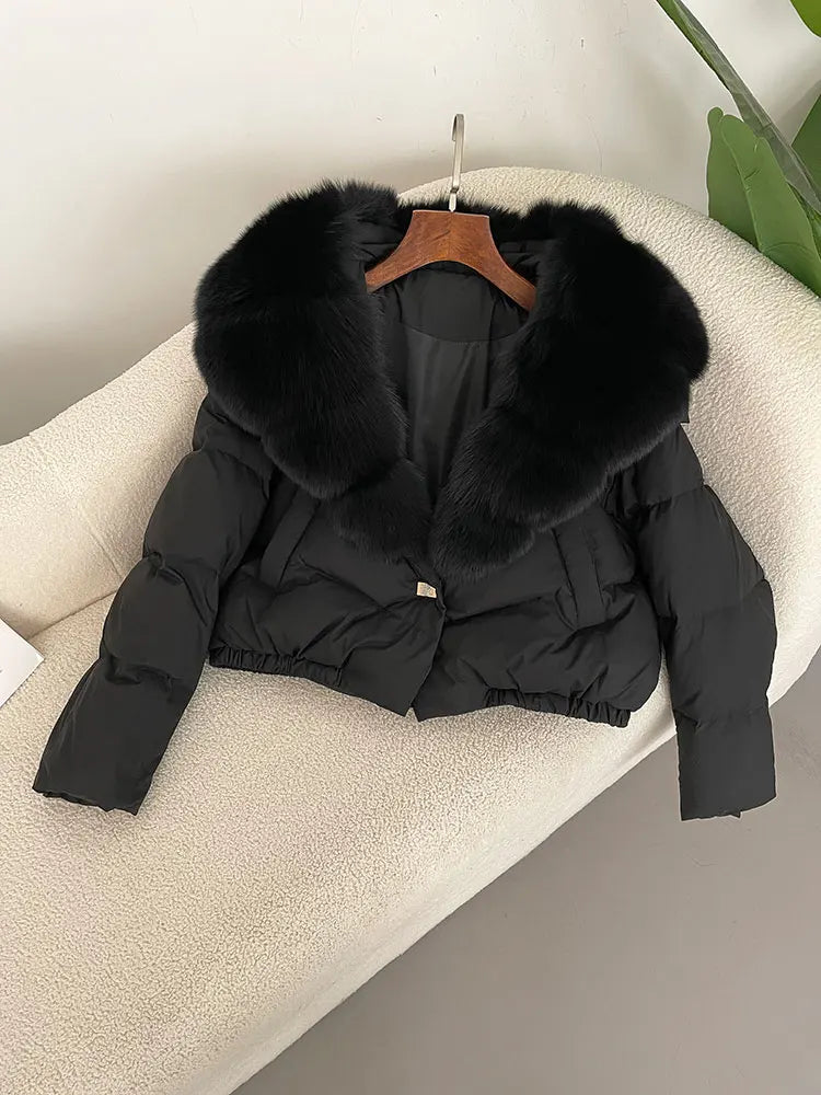 Premium Natural Fox Fur Down Coat