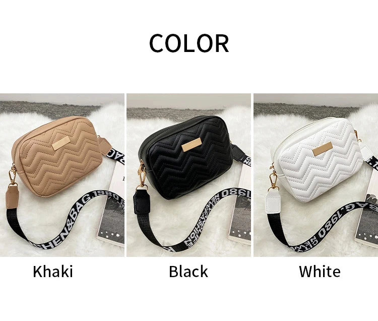 Elegant Wave-Embroidered Crossbody Bag
