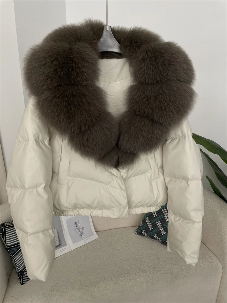 Premium Natural Fox Fur Down Coat