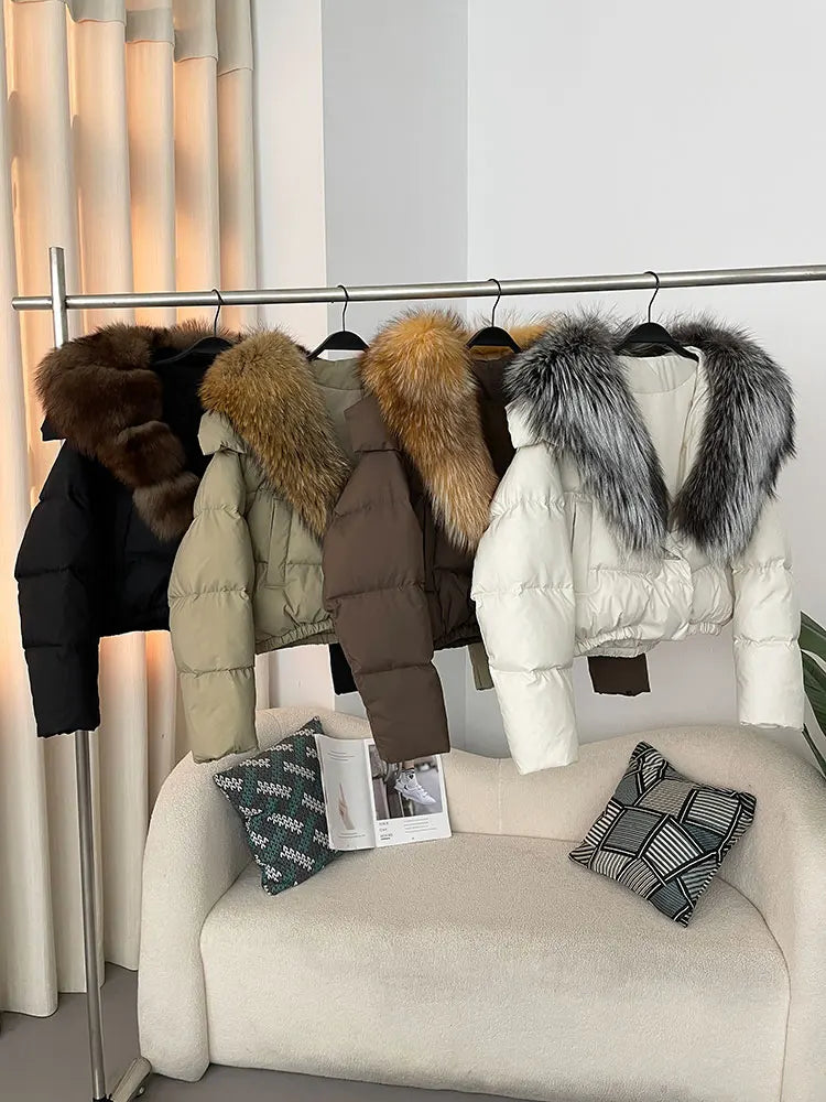 Premium Natural Fox Fur Down Coat