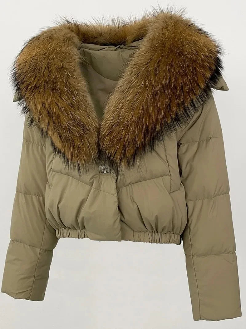 Premium Natural Fox Fur Down Coat