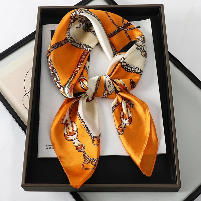 RUNMEIFA Luxury Silk Square Scarf