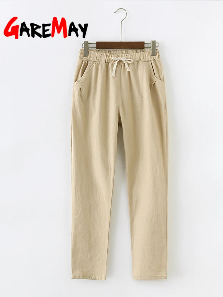 Women's Cotton Linen Ankle Pants