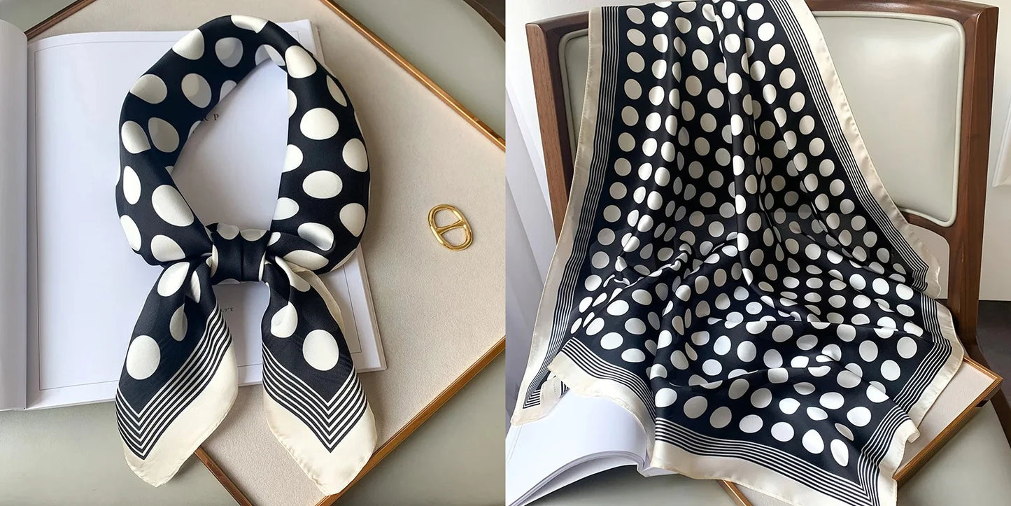 Elegant Floral Silk-Feel Square Scarf - 60-80cm Versatile Women's Neck Scarf