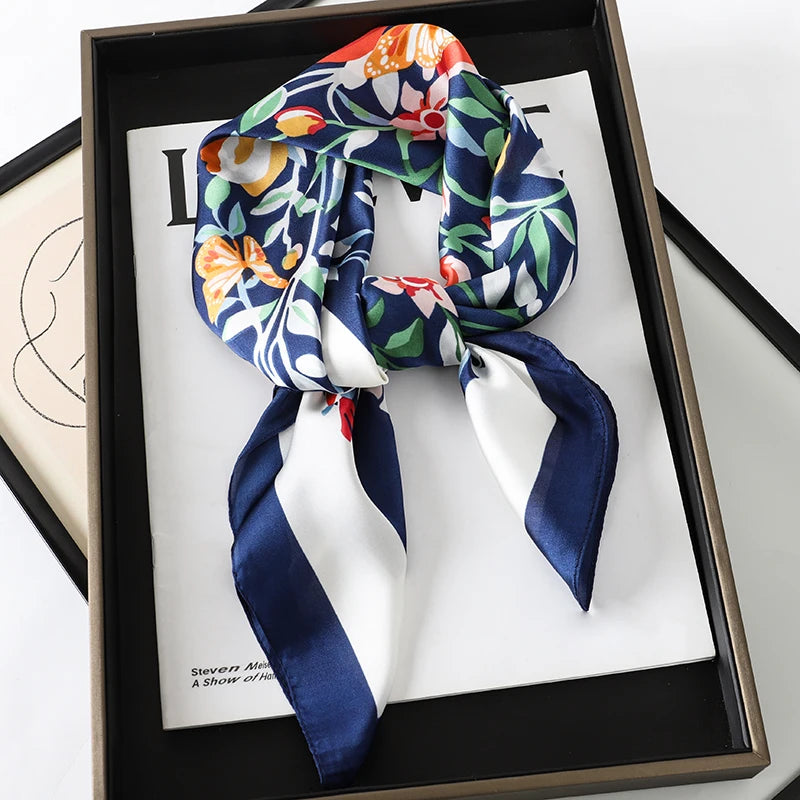 RUNMEIFA Luxury Silk Square Scarf