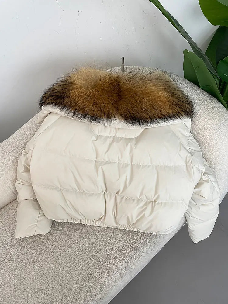Premium Natural Fox Fur Down Coat