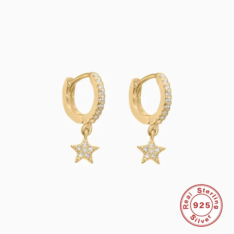 CANNER 925 Sterling Silver Star Anise Hoop Earrings