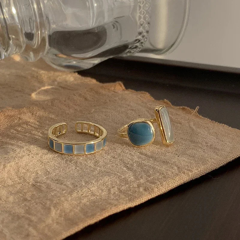 Vintage Gold Open Ring with Colorful Drip Glaze