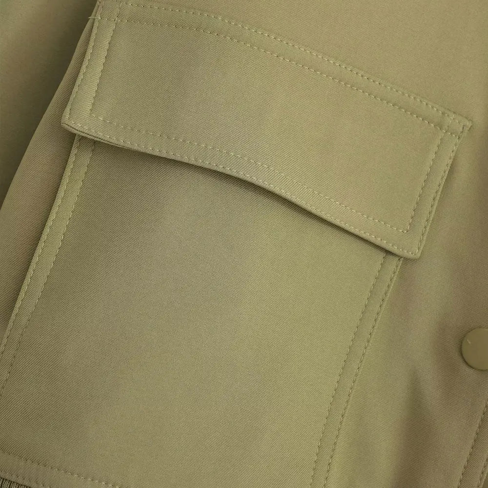 Women's Classic Button-Front Bomber Jacket with Pockets