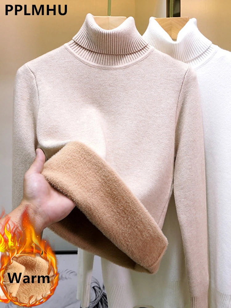 Women's Velvet-Lined Turtleneck Sweater