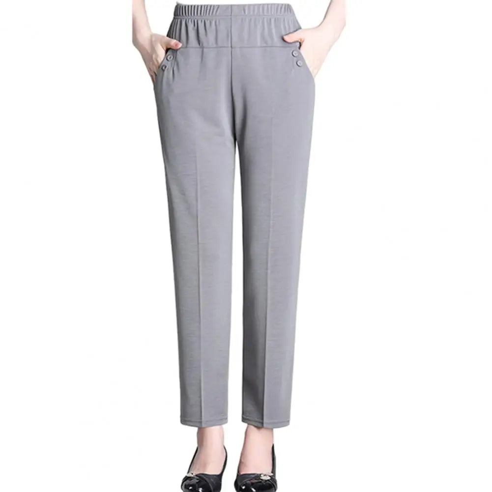 Middle Aged Old Women Spring Summer Pants Thin Elastic Waist Loose Cotton Mother Pants Casual Female Trousers