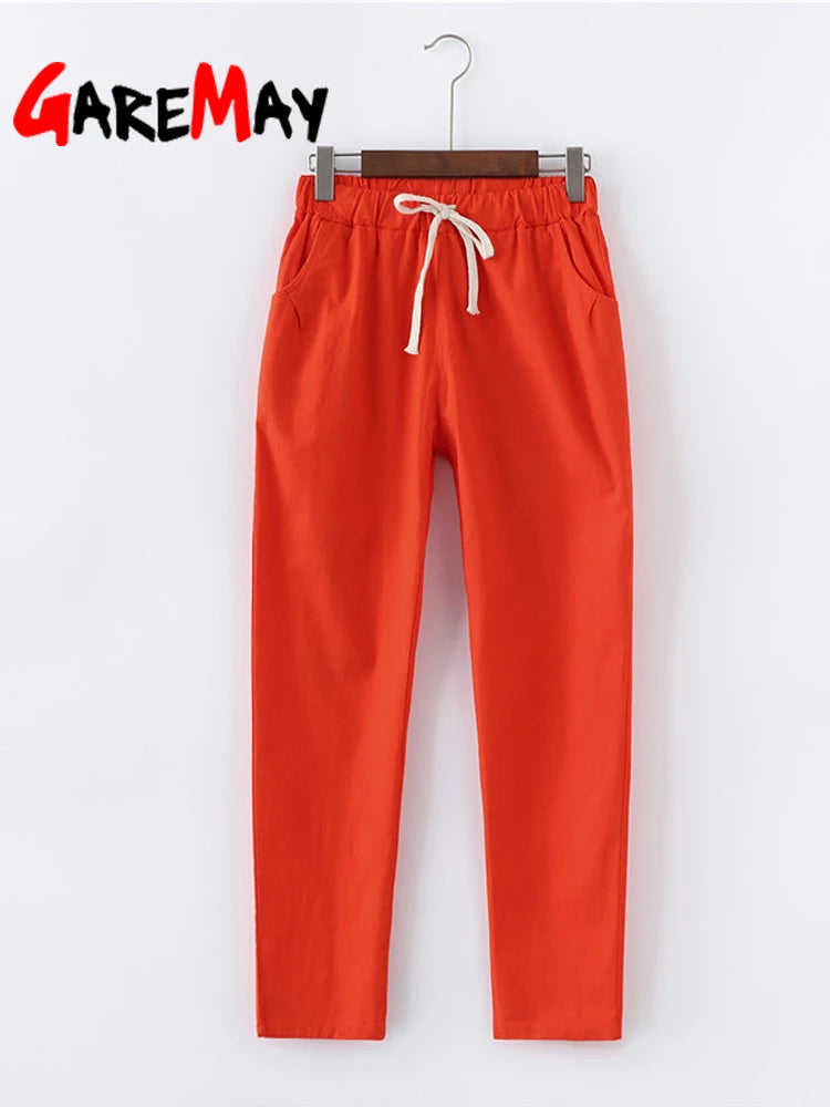 Women's Cotton Linen Ankle Pants