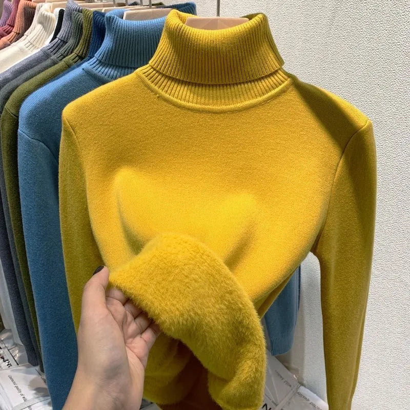 Women's Velvet-Lined Turtleneck Sweater