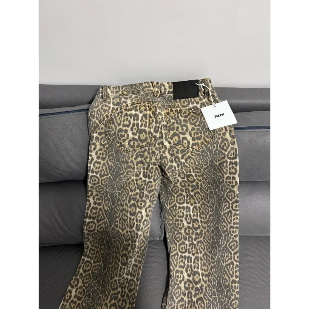 Y2K High-Waisted Leopard Print Big Jeans Pant