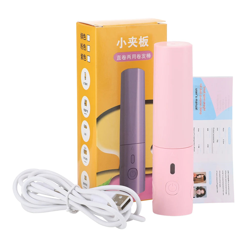 Portable Mini Hair Straightener Curling Iron Ceramic Straightening Styling Tools Curling And Straightened Dual-use Splint