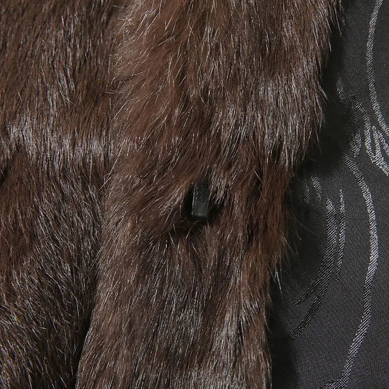 Luxury Real Rex Rabbit Fur Coat with Fox Fur Collar