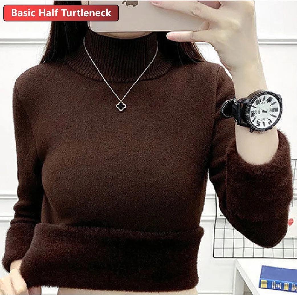 Women's Velvet-Lined Turtleneck Sweater