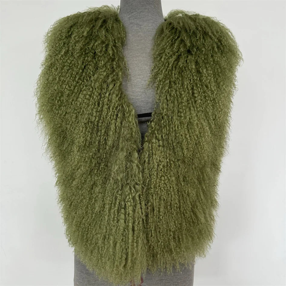 Luxury Mongolian Sheepskin Fur Halter Vest
