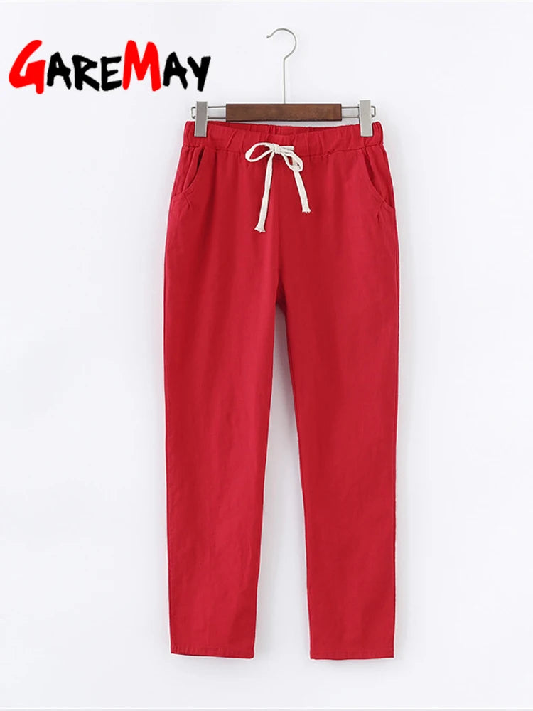Women's Cotton Linen Ankle Pants