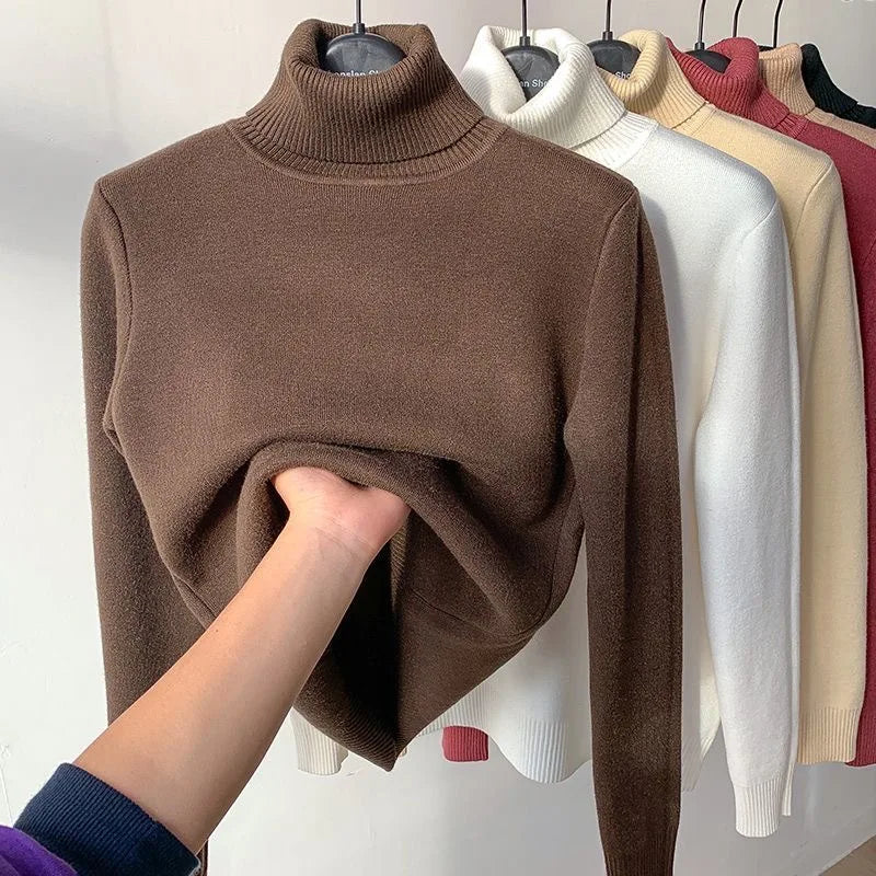 Women's Velvet-Lined Turtleneck Sweater