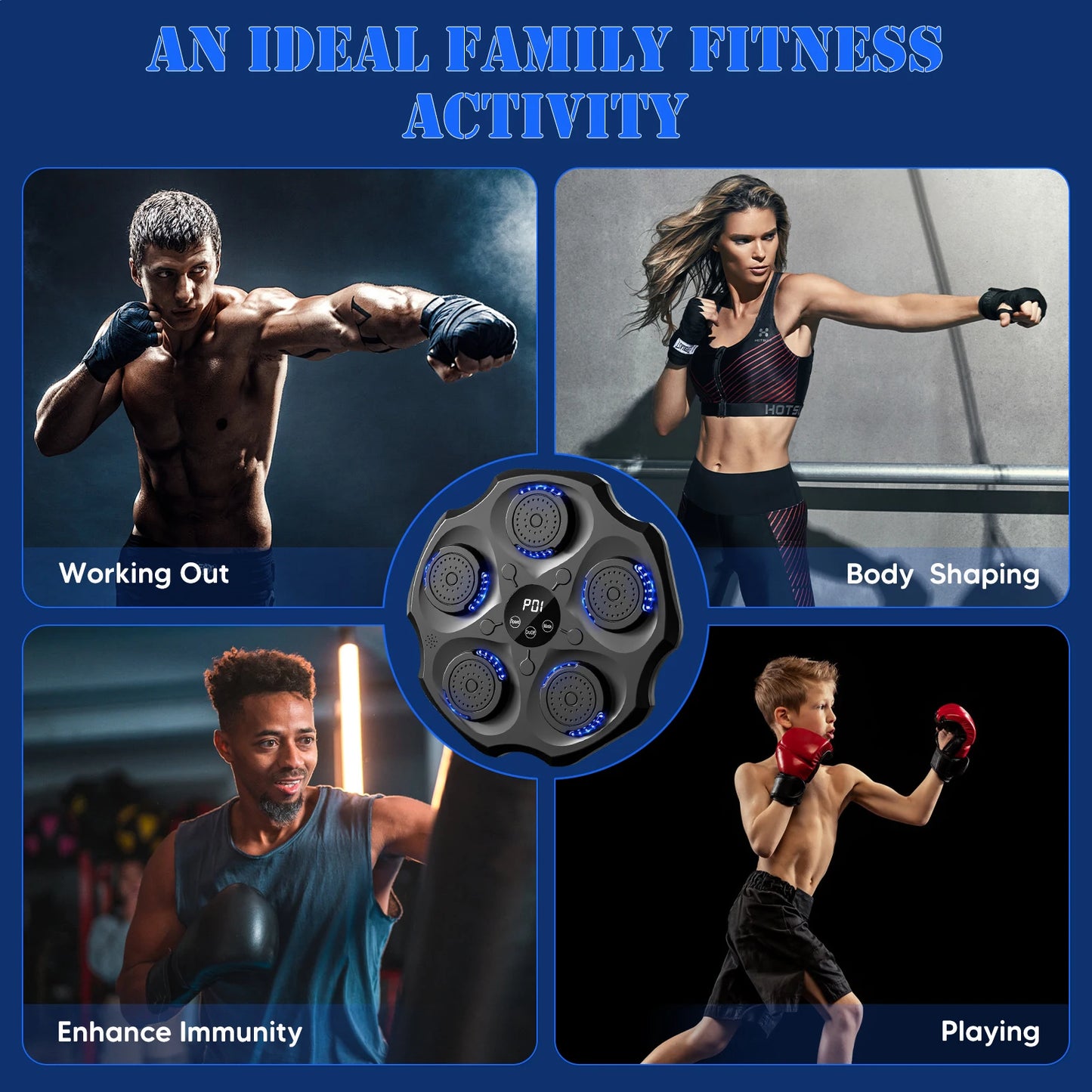 Upgraded Smart Music Boxing Machine Beats With the Rhythm Of Music LED Sandbag Relaxing Reaction Training Target Boxing