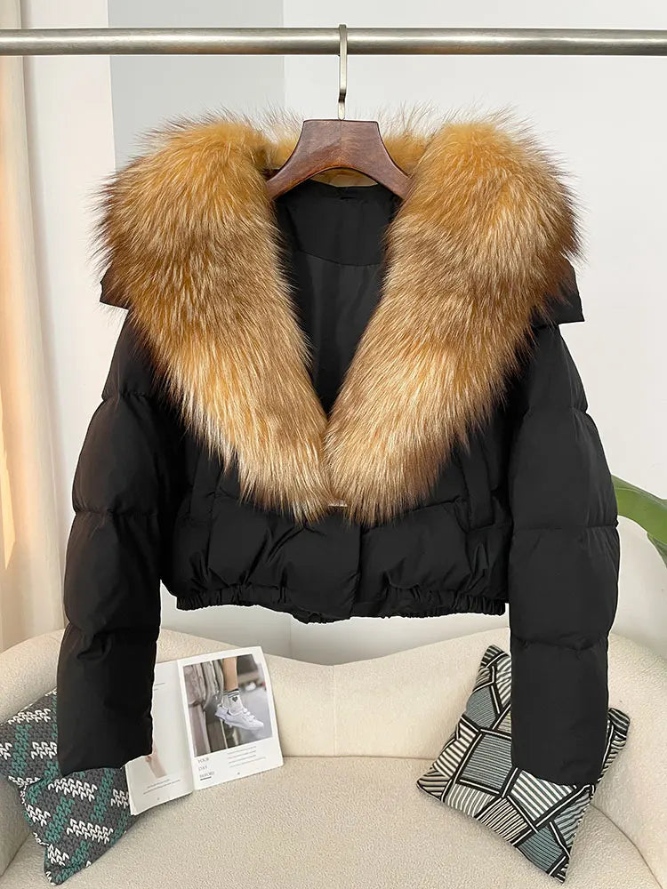 Premium Natural Fox Fur Down Coat