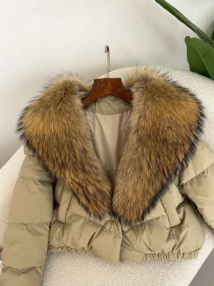 Premium Natural Fox Fur Down Coat