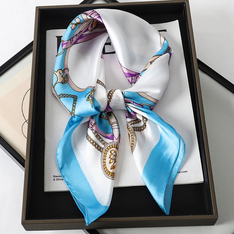 RUNMEIFA Luxury Silk Square Scarf
