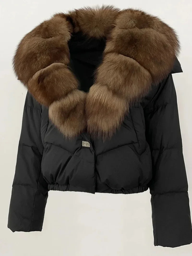Premium Natural Fox Fur Down Coat