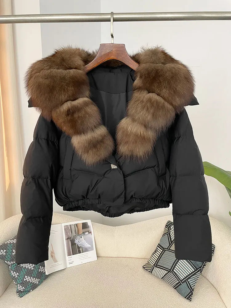 Premium Natural Fox Fur Down Coat