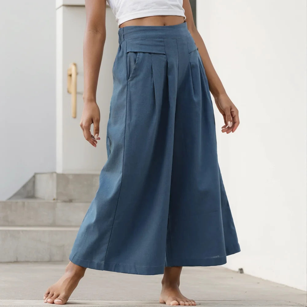 Elegant Loose Elastic Waist Wide-Leg Pants