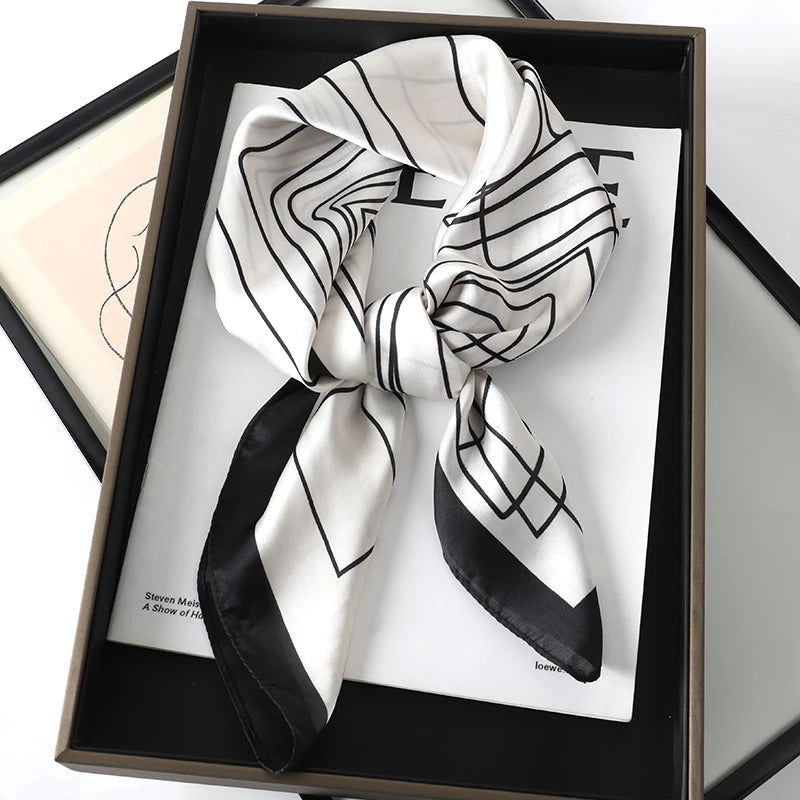 RUNMEIFA Luxury Silk Square Scarf