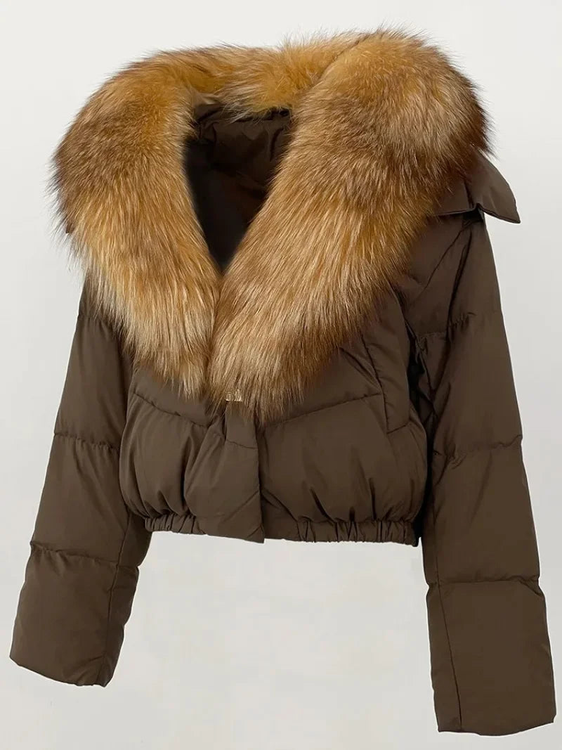 Premium Natural Fox Fur Down Coat