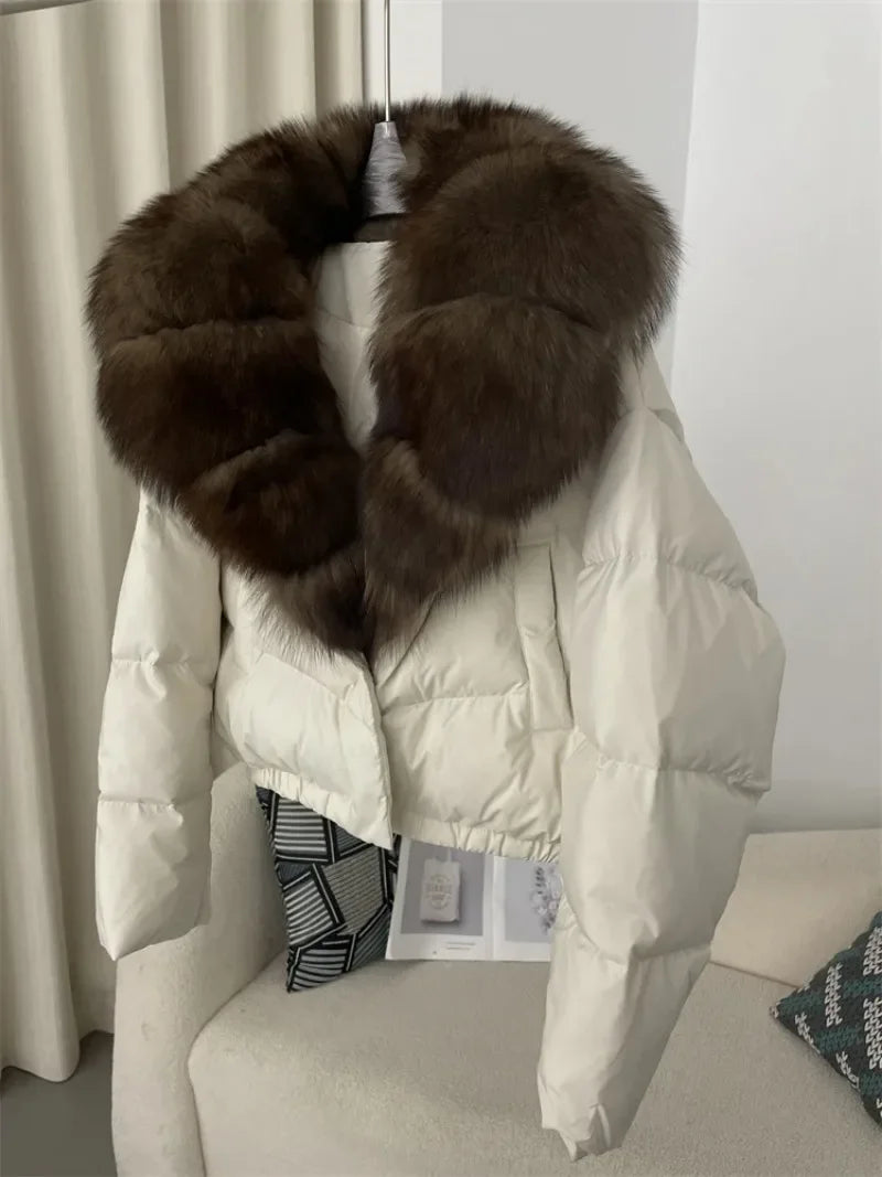 Premium Natural Fox Fur Down Coat