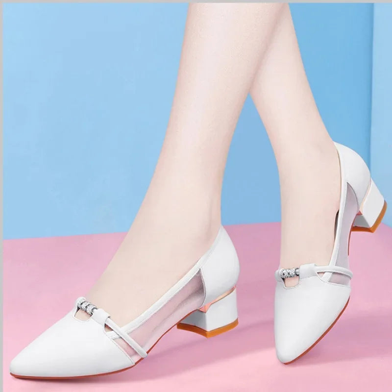 Zapato Negro Tacon Women Cute Sweet High Quality Green Slip on Heel Pumps for Party Ladies Casual Comfort Shoes 2023