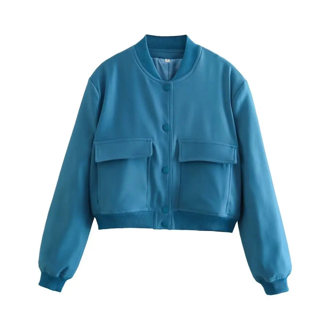 Women's Classic V-Neck Bomber Jacket