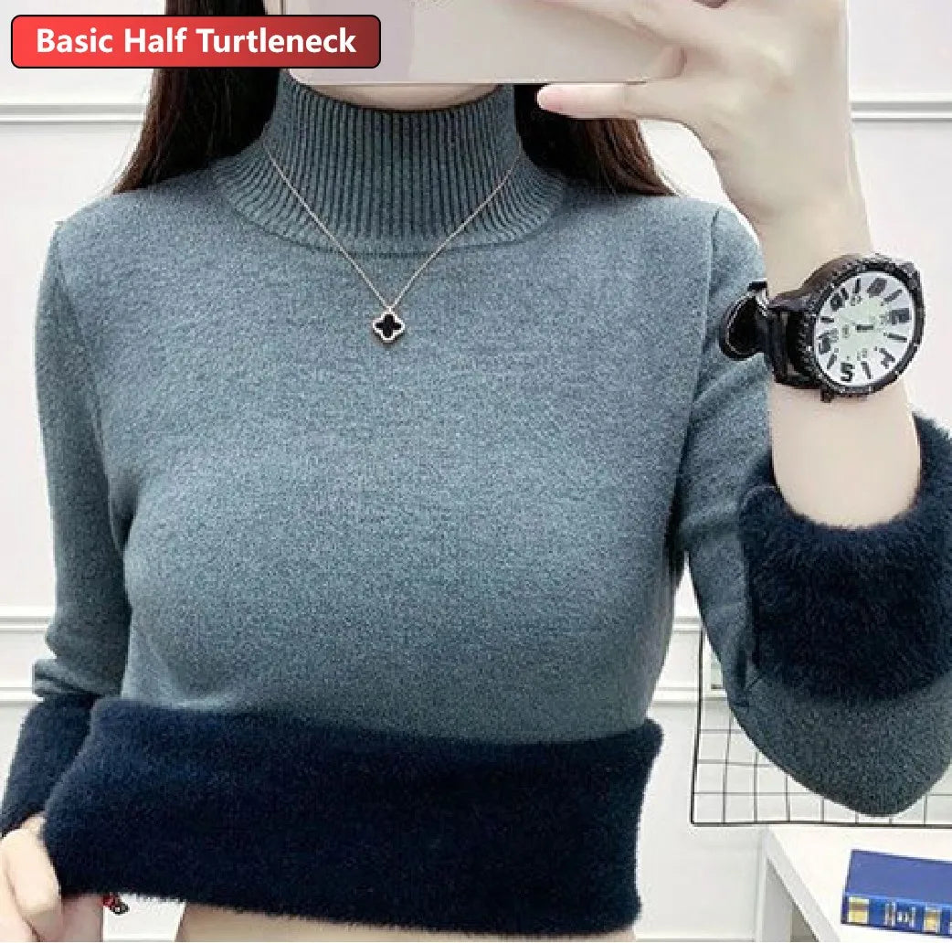 Women's Velvet-Lined Turtleneck Sweater