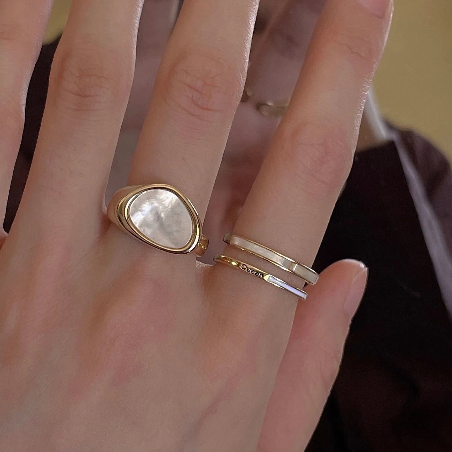Vintage Gold Open Ring with Colorful Drip Glaze