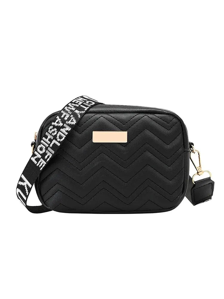 Elegant Wave-Embroidered Crossbody Bag