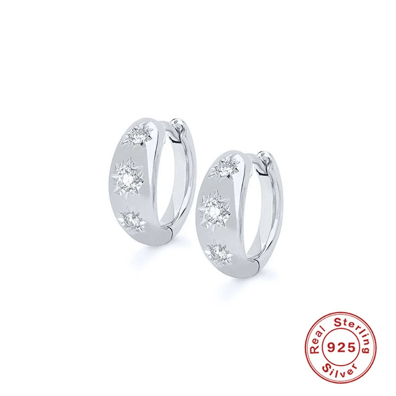 CANNER 925 Sterling Silver Star Anise Hoop Earrings