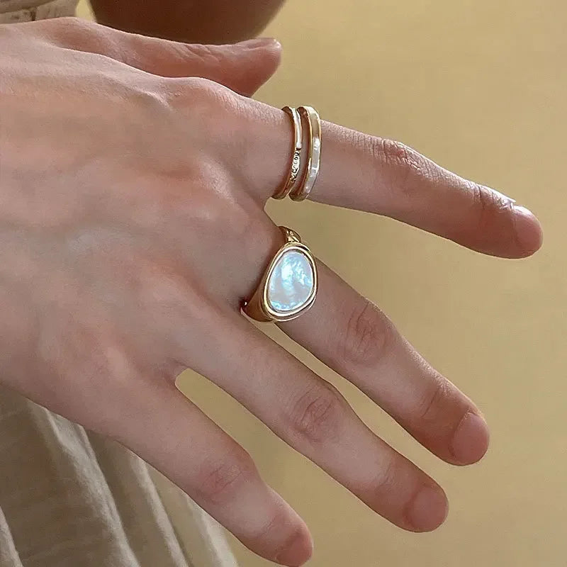 Vintage Gold Open Ring with Colorful Drip Glaze