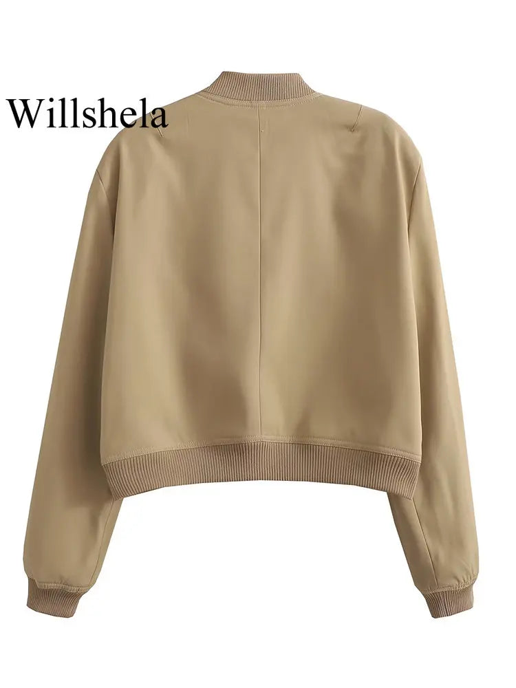 Women's Classic V-Neck Bomber Jacket